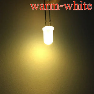 1000pcs 5mm Diffused LED Diodes, White/Red/Green/Blue/Yellow/Warm Light, 2-Pin 6000-6500K