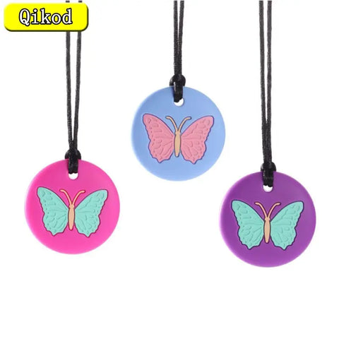 Chewy Necklace Sensory Chew Toy for Autism, ADHD, Baby Teething, Silicone Teether Pendant, BPA-Free
