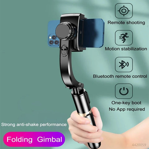 Foldable 2023 Gimbal Stabilizer Selfie Stick Tripod Bluetooth Shutter for iOS Android