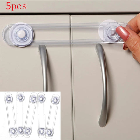 5pcs Transparent Child Safety Locks Anti-opening Soft Strap for Baby, Drawer, Refrigerator, Multi-functional Security Latch