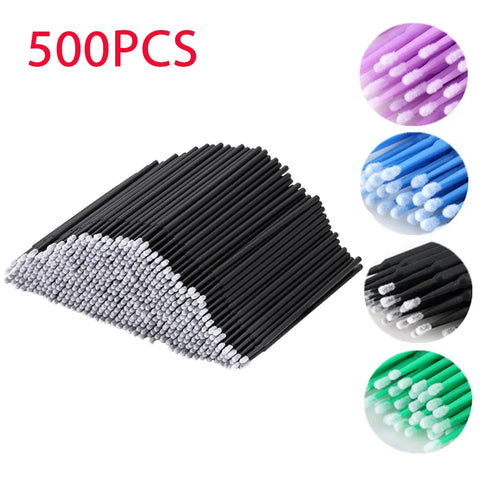 Disposable Multicolored Eyelash Micro Brushes - 500/1000 Pack Lash Extension Tools