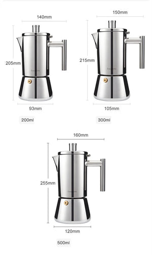 Italian Moka Espresso Maker Stainless Steel Coffee Pot for Gas or Induction Stove, Cuban Style Mocha Kettle