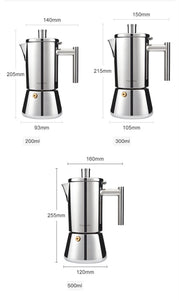 Italian Moka Espresso Maker Stainless Steel Coffee Pot for Gas or Induction Stove, Cuban Style Mocha Kettle