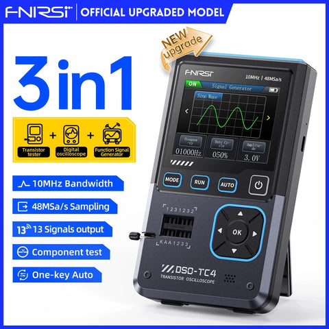 3-in-1 Digital Oscilloscope 10MHz 48MS/s Transistor & Component Tester with USB Charger