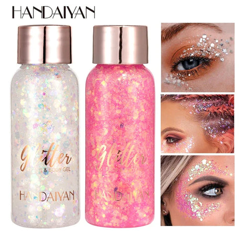 All-in-One Glitter Gel Kit for Face, Nails, Hair & Body with Brushes
