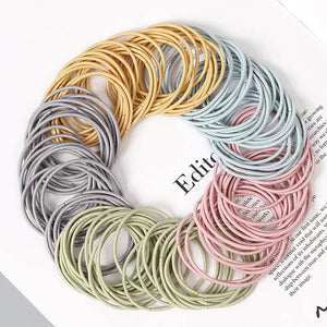 100pcs Women's 4cm Nylon Elastic Hair Bands Set - Scrunchies, Ponytail Rubber Bands, Hair Accessories Headwear
