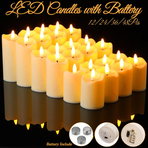 Battery LED Flameless Decorative Pillar Candles for Home, Wedding, Concert