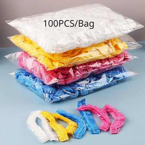 100-Pack Disposable Shower Caps Waterproof Hair Protection for Bath, Salon, Travel