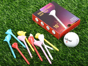10-Piece Angled Plastic Golf Tees 10° for Improved Distance