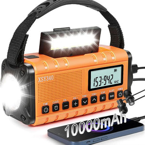 10,000mAh Solar Hand Crank Emergency Radio AM/FM/NOAA, LED Flashlight, SOS Alarm, Power Bank, Portable for Outdoor, Dropshipping