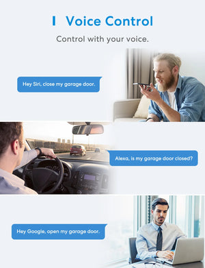 HomeKit Smart WiFi Garage Door Opener with Remote Control & Sensors, Compatible with Alexa, Google Assistant, SmartThings