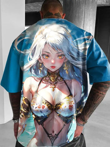 3D Anime Style Hip-Hop Cool Couples Summer Casual Trend Short-Sleeve T-Shirt for Men & Women