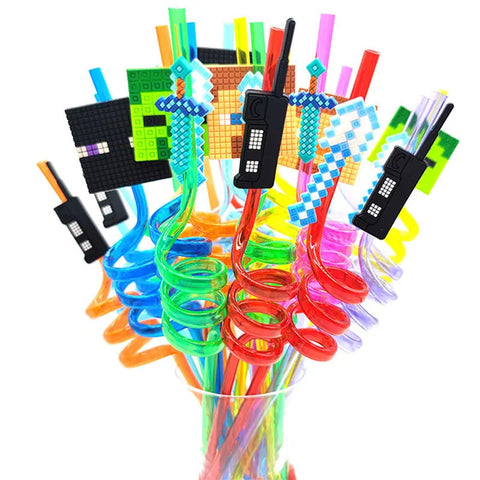 8-Pack Reusable 26cm Colorful Eco Kids Party Straws