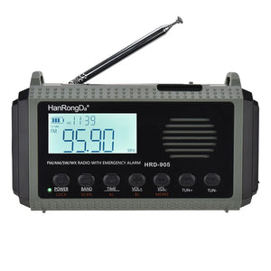 10,000mAh Solar Hand Crank Radio FM/AM/SW/WX with USB Charging, LED Flashlight, Reading Lamp, Power Bank Emergency Charger