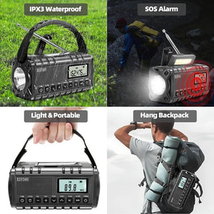 10000mAh Solar Hand Crank Emergency Radio - NOAA AM/FM/SW with Flashlight & Weather Alerts
