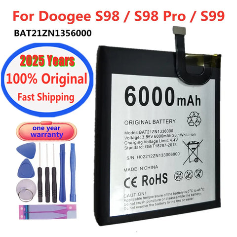 Doogee S98 Pro/S99 Battery 6000mAh In Stock + Tools - Replacement Mobile Phone Battery 2025