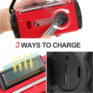 10,000mAh Solar Hand Crank Emergency Radio AM/FM/NOAA, LED Flashlight, SOS Alarm, Power Bank, Portable for Outdoor, Dropshipping