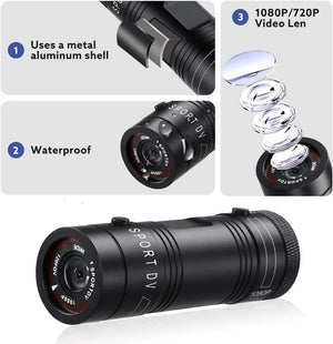 1080p Action Camera for Motorcycles and Bikes, Helmet Mount, Mini Sport DV Video Recorder, Outdoor Action Cam with Gun Mount