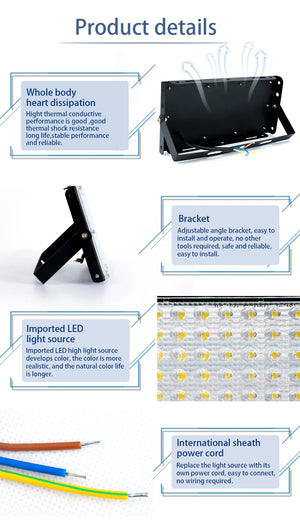 100W LED Flood Lights Outdoor Waterproof IP65, 4-Pack, 50W/110V/220V Spotlights for Garden, Garage, Yard Lighting