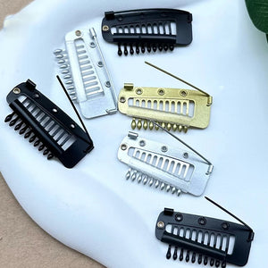 10-50pcs Hair Extension Clips 3.6cm, 10 Teeth Snap Clips with Safety Pin for Weft