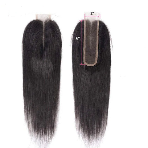 10-22" Transparent Lace Closure 2x6 Pre-plucked with Baby Hair Natural Color Brazilian Hair Extensions