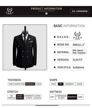 "2024 Men's Slim Fit Suit 2-Piece Set: Formal Business Wear (Jacket+Pants)"