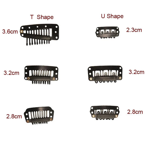 30pcs Snap Hair Extension Clips 2.3cm-3.6cm Metal Wig Comb Clips for Human Hair & Bangs Extensions Closure
