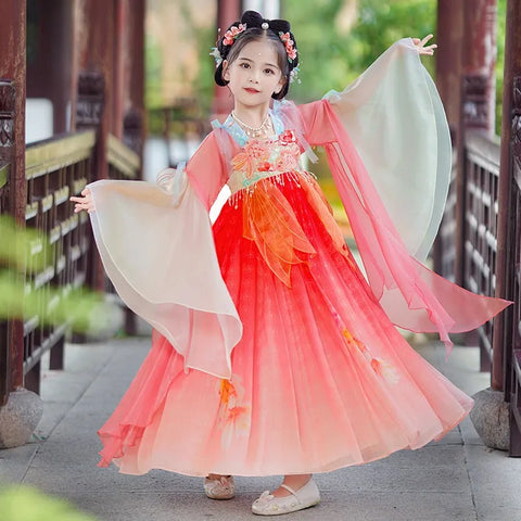 Chinese Kids Hanfu Dress Cute Girl Cosplay Costume Traditional Dance Outfit for Christmas