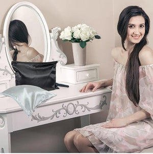 10 Satin Wig Bags for Hair Extensions, 35x25cm Silk Storage with Zipper