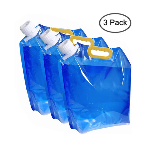 3pc Foldable Waterproof Camping Water Bags - Large Outdoor Containers