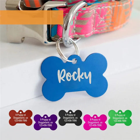 Engraved Pet ID Tag for Dogs & Cats - Personalized Name & Address Charm