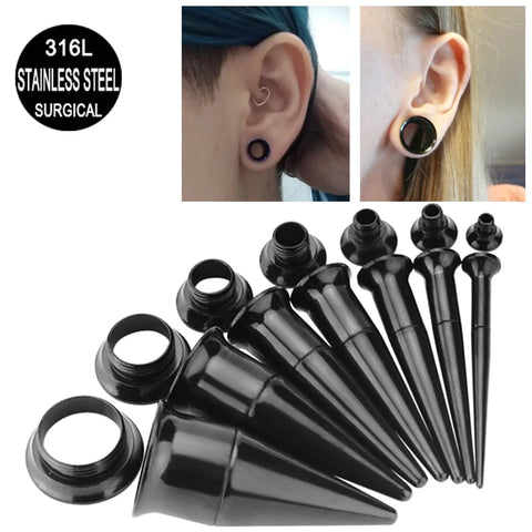 11mm Ear Stretcher Kit Surgical Steel Plugs Expanders Gauges Body Jewelry Piercing Earrings Tunnel