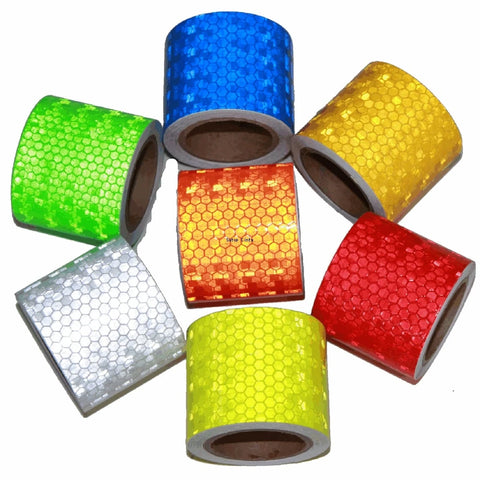 5cm x 10m Reflective Honeycomb Tape Waterproof PVC Sticker for Motorcycle - White, Red, Yellow, Green