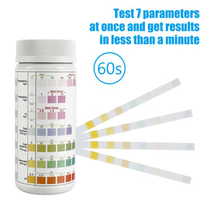 100pcs Aquarium Water Test Strips 7-in-1 Freshwater Saltwater PH Kit