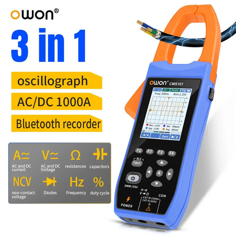 1000A AC/DC Current Clamp Ammeter Digital Oscilloscope with Bluetooth Recorder and Multifunction Tester