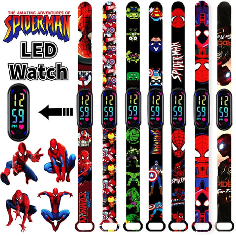 Frozen & Superhero Cartoon LED Touch Student Watch Anime Figure Bracelet