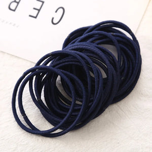 10 Pack Black Blue Elastic Hair Ties for Ponytails - Durable Rubber Band Hair Accessories