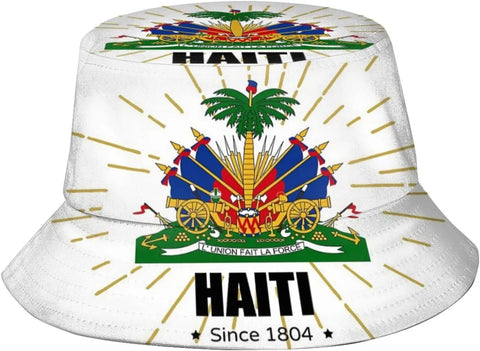 Haitian Flag Bucket Hat Sun Protection Beach Fisherman Cap Packable Travel Hat Unisex