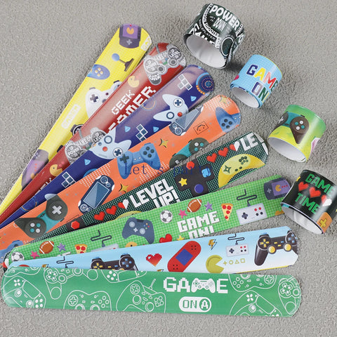 12-Pack Kids Gaming Slap Bracelets - Party Favors, Birthday Gifts