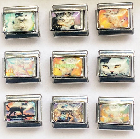 2024 Cute Cartoon Cat Charms for 9mm Bracelets Stainless Steel DIY Jewelry Making