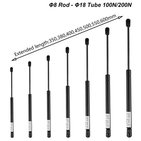 Gas Struts with Ball Sockets 100-600mm Lift Supports for Hood Trunk Tailgate Shock Absorbers