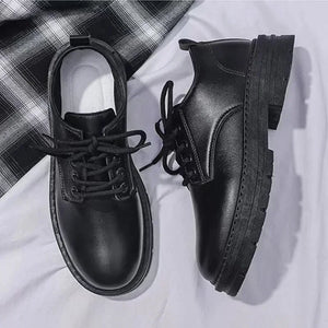 Men's Black Leather Oxford Loafers Anti-Slip Platform Derby Shoes Business Casual