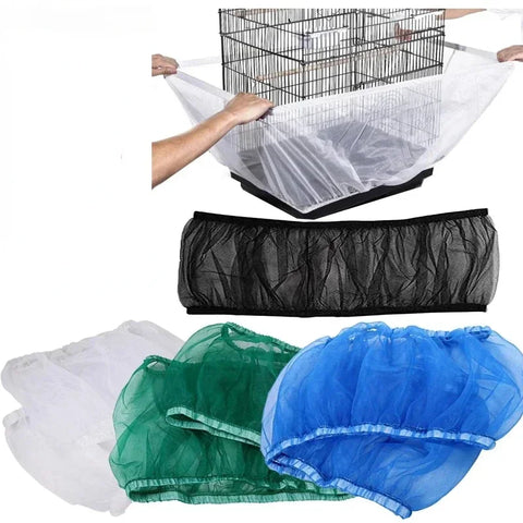 Bird Cage Mesh Cover & Skirt - Universal Fit, Keeps Cage Clean