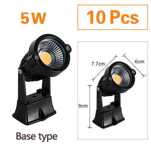 10-Pack LED Garden Lawn Lights Waterproof AC/DC Outdoor Spike Path Spotlights IP65 - 220V/110V/12-24V, 7W/5W