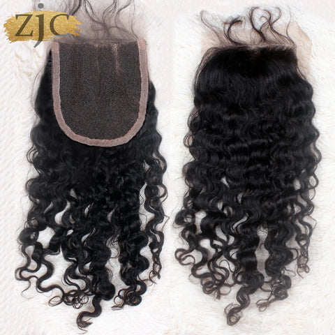 Brazilian Virgin Water Wave HD Lace Closure 4x4 5x5 Pre-Plucked with Baby Hair Wet and Wavy Top Swiss Lace