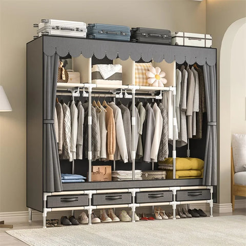 Economical Simple Wardrobe for Bedroom - Sturdy, Durable, Easy Assembly Cloth Storage for Rental Homes