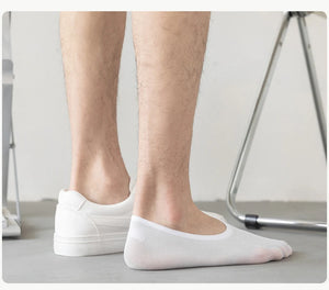 10 Pairs Men's Invisible Non-Slip Silicone Liner Socks, Breathable Thin Nylon No Show Loafers for Summer