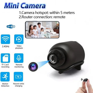1080p Mini Camera with Night Vision, Motion Detection, Portable Wireless WiFi Surveillance, Lightweight Security Cam