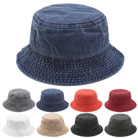 2022 Cotton Denim Bucket Hat Sun Cap for Outdoor Travel
