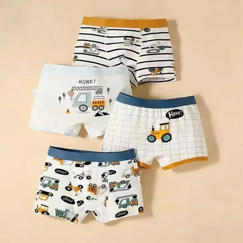 4-Pack Boys Cotton Boxer Briefs Underwear Kids Panties Ages 2-12